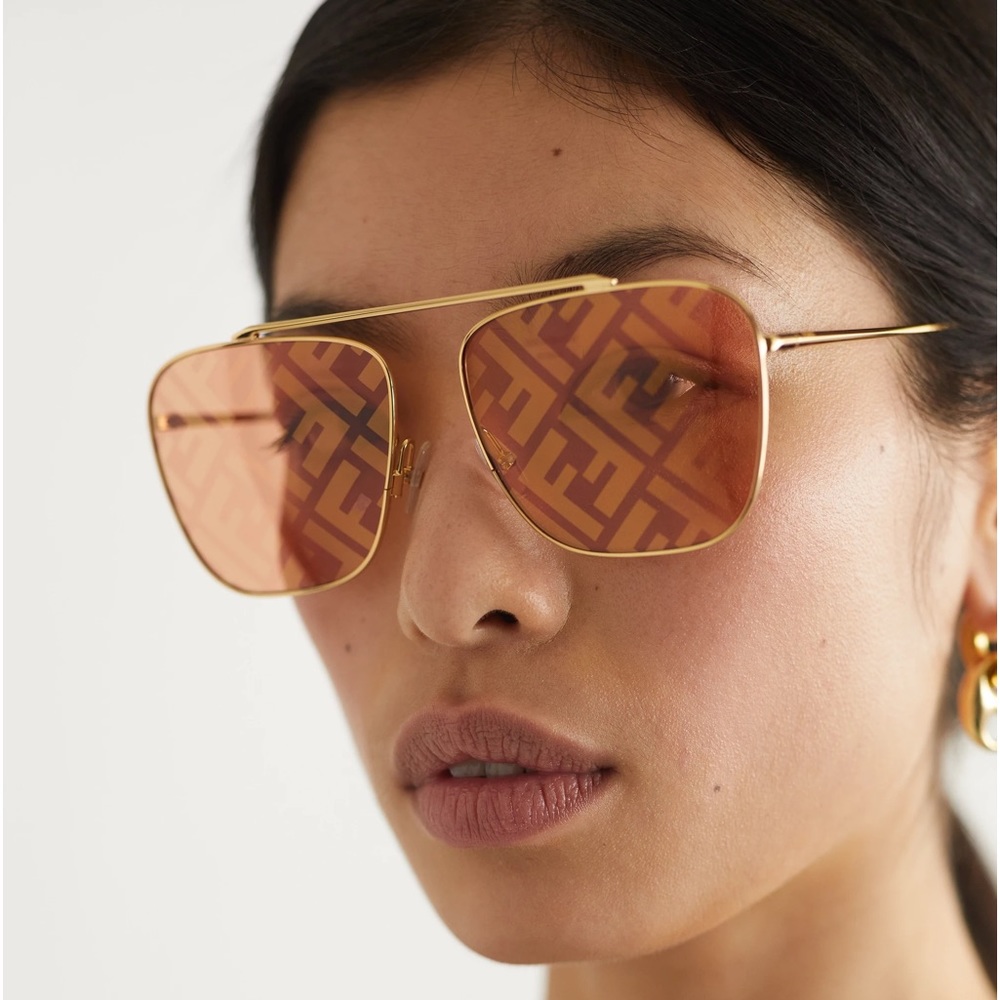 New🔥 - Fendi Gold Pink Ff 0406/G/S Ff 0406 Monogram Logo Aviator